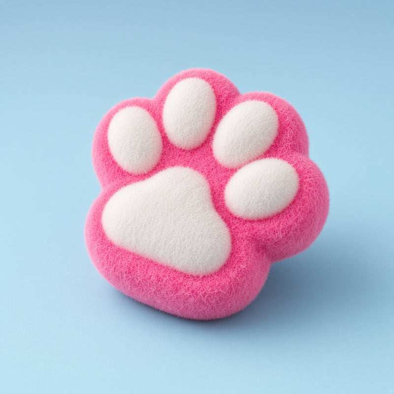 Griffe de chat extra-large floquée rose et blanche 15 cm